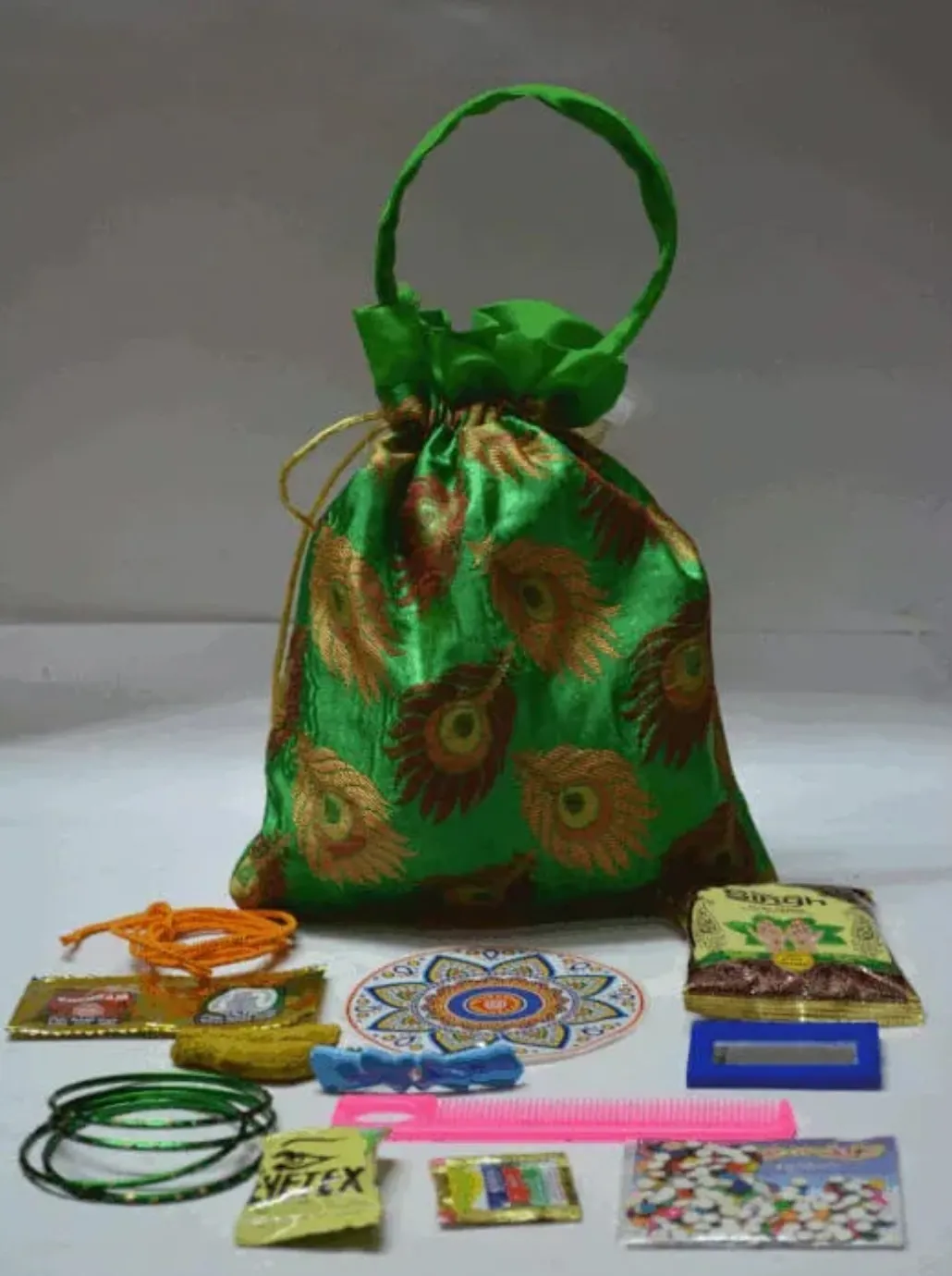 Peacock Feather Potli Combo 1pc